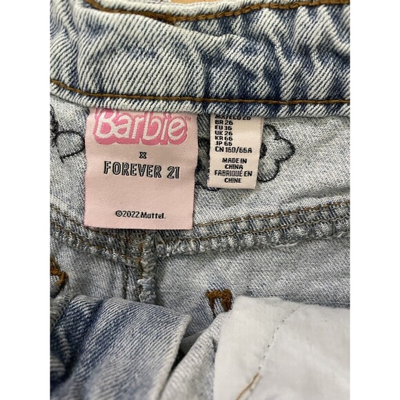 Barbie x Forever 21 Women's Distressed Denim Cut-Off Shorts Tag US Size 26 - Picture 4 of 7